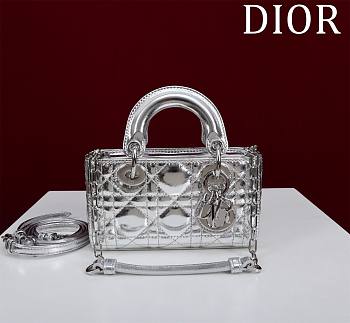 Dior Lady d-joy-micro Leather with Velvet shiny silver