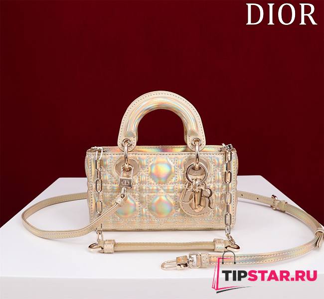 Dior Lady d-joy-micro Leather with Velvet shiny yellow orange - 1