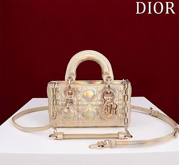 Dior Lady d-joy-micro Leather with Velvet shiny yellow orange