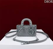 Dior Lady d-joy-micro Leather with Velvet shiny gray blue - 1