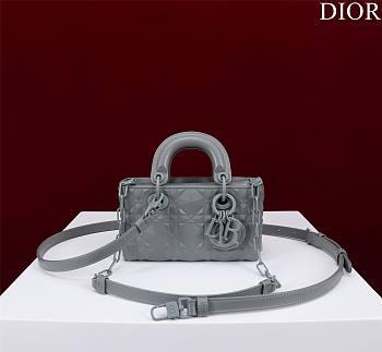 Dior Lady d-joy-micro Leather with Velvet shiny gray blue