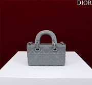 Dior Lady d-joy-micro Leather with Velvet shiny gray blue - 5