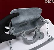 Dior Lady d-joy-micro Leather with Velvet shiny gray blue - 2