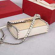 Valentino Rockstud Small Leather-Trimmed Metallic Shoulder Bag Beige - 5