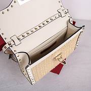 Valentino Rockstud Small Leather-Trimmed Metallic Shoulder Bag Beige - 4