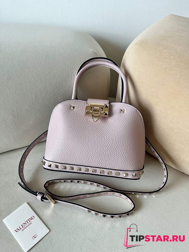 VALENTINO UNI GARAVANI ROCKSTUD SMALL HANDBAG IN GRAINY CALFSKIN PINK - 1