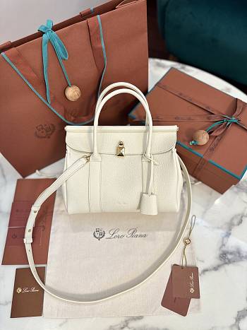 Loro Piana Loom Bag L25 Calfskin Whispering White