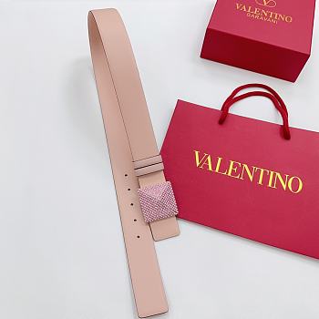 Valentino Double-sided top layer cowhide belt 4cm nude