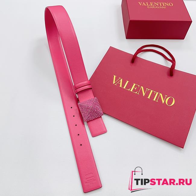 Valentino Double-sided top layer cowhide belt 4cm pink - 1