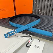 Hermes Metal buckle Double-faced belt in Swift and Epsom Blue - 6