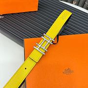 Hermes Metal buckle Double-faced belt in Swift and Epsom Yellow - 6