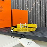 Hermes Metal buckle Double-faced belt in Swift and Epsom Yellow - 5