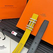 Hermes Metal buckle Double-faced belt in Swift and Epsom Yellow - 4