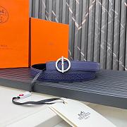 Hermes Metal buckle Double-faced belt in Swift and Epsom Purble - 5