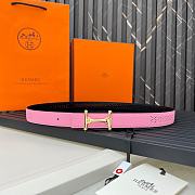 Hermes Metal buckle Double-faced belt in Swift and Epsom Pink - 1