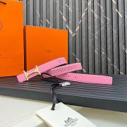 Hermes Metal buckle Double-faced belt in Swift and Epsom Pink - 5