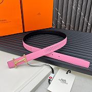 Hermes Metal buckle Double-faced belt in Swift and Epsom Pink - 2