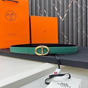 Hermes Metal buckle Double-faced belt in Swift Green - 1