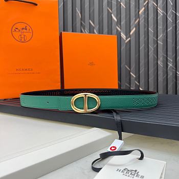 Hermes Metal buckle Double-faced belt in Swift Green