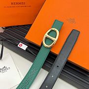 Hermes Metal buckle Double-faced belt in Swift Green - 5