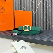 Hermes Metal buckle Double-faced belt in Swift Green - 2