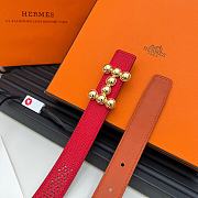 Hermes Metal buckle Double-faced belt in Swift and Epsom Red - 4