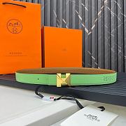 Hermes Metal buckle Double-faced belt in Swift and Epsom fluorescent green - 1