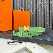 Hermes Metal buckle Double-faced belt in Swift and Epsom fluorescent green - 6