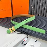 Hermes Metal buckle Double-faced belt in Swift and Epsom fluorescent green - 4