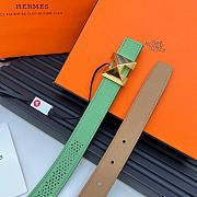 Hermes Metal buckle Double-faced belt in Swift and Epsom fluorescent green - 2