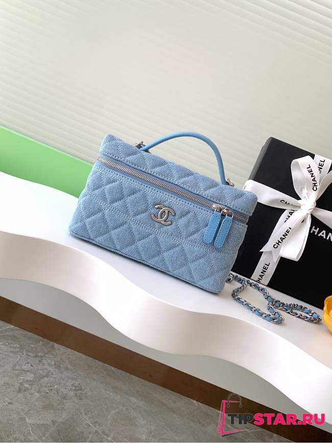 Chanel Long Vanity With Chain In Denim - 1