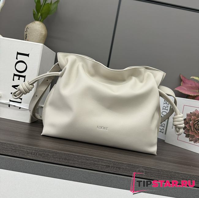 Loewe Medium Flamenco clutch in nappa calfskin white - 1