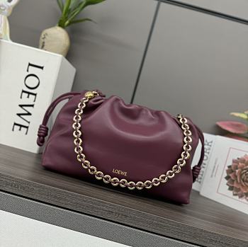 Loewe Flamenco Medium Drawstring Shoulder Bag Dark Burgundy