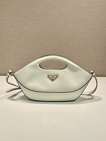 Prada Triangle-logo leather tote bag white