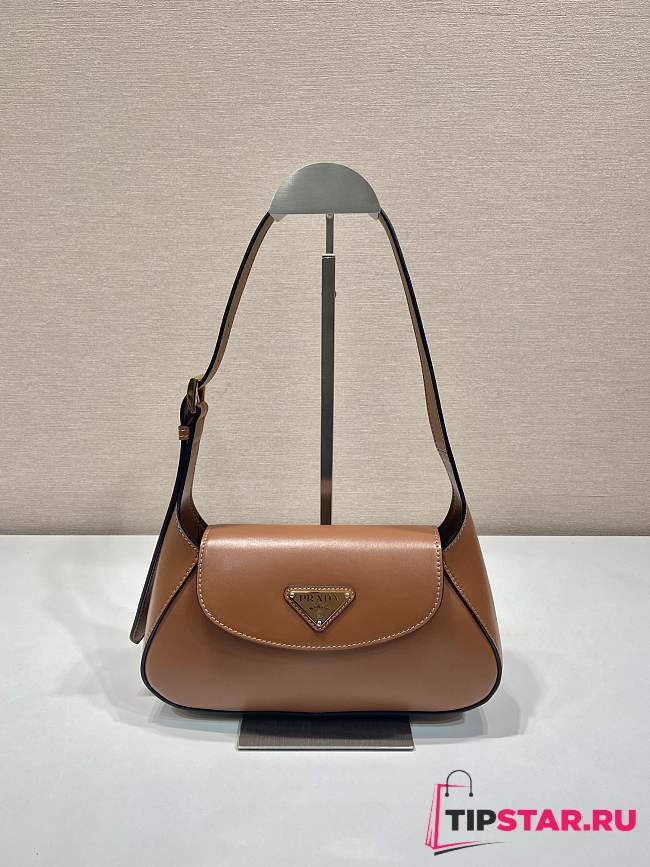 Prada Cleo Logo Plaque Shoulder Bag In Brown - 1