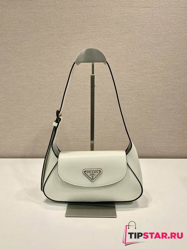 Prada Cleo Logo Plaque Shoulder Bag In White - 1