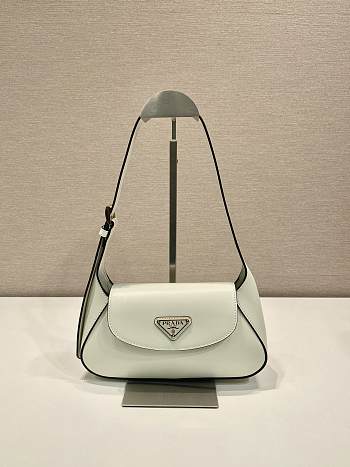 Prada Cleo Logo Plaque Shoulder Bag In White