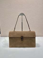 Prada Large suede shoulder bag gold hardware cocoa brown - 1