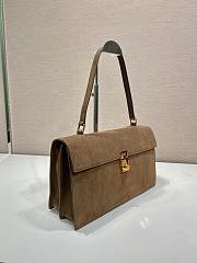 Prada Large suede shoulder bag gold hardware cocoa brown - 2