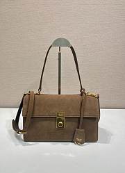 Prada Medium suede shoulder bag gold hardware cocoa brown - 1