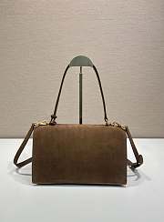 Prada Medium suede shoulder bag gold hardware cocoa brown - 5