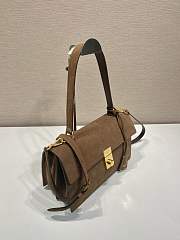 Prada Medium suede shoulder bag gold hardware cocoa brown - 4