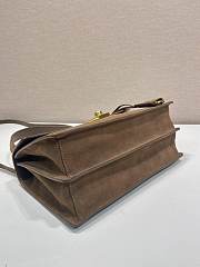 Prada Medium suede shoulder bag gold hardware cocoa brown - 2