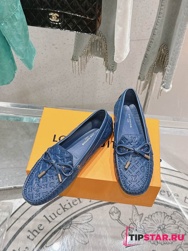 Louis Vuitton Driver Mocassin Shoes Dark Blue - 1