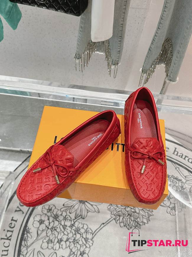 Louis Vuitton Driver Mocassin Shoes Red - 1