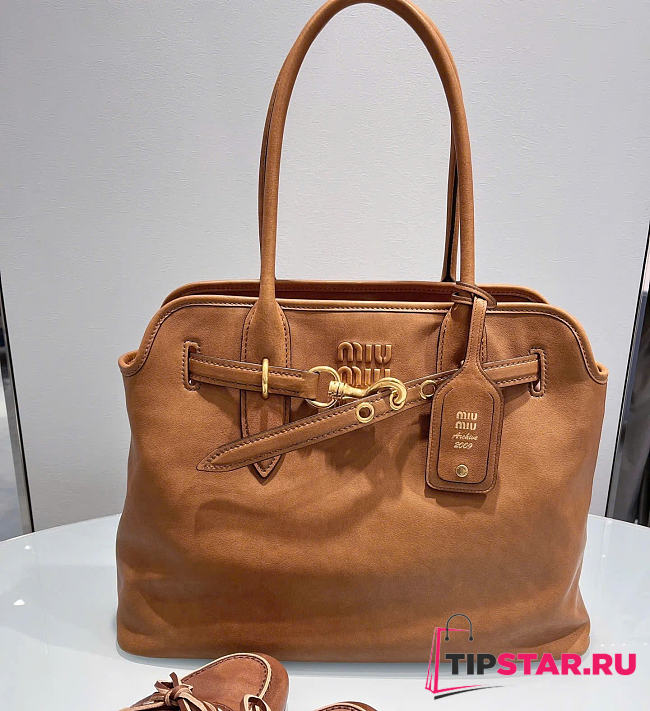 Miumiu Aventure nappa leather bag medium size oak color - 1