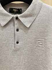 Fendi Double F embossed knitted polo short sleeves gray - 6