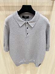 Fendi Double F embossed knitted polo short sleeves gray - 4