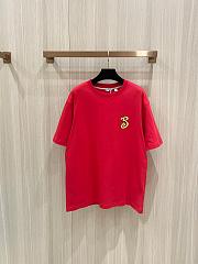 Burberry Short Sleeves with Snake Embroidery T-Shirt In Red - 1