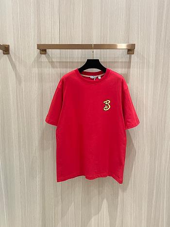 Burberry Short Sleeves with Snake Embroidery T-Shirt In Red